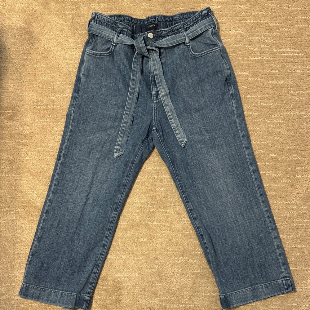 J. Crew Blue Denim Pants with Tie Waist